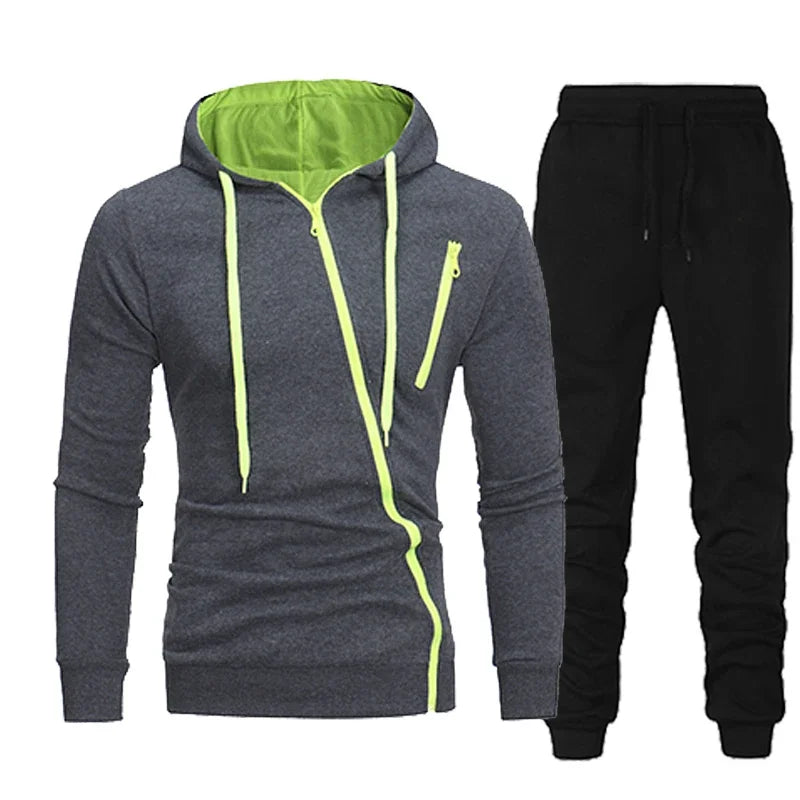 Felpa con Cappuccio Uomo e Pantaloni 2 Pezzi Tuta Sportiva Jogging Set Primavera Autunno Abbigliamento Casual