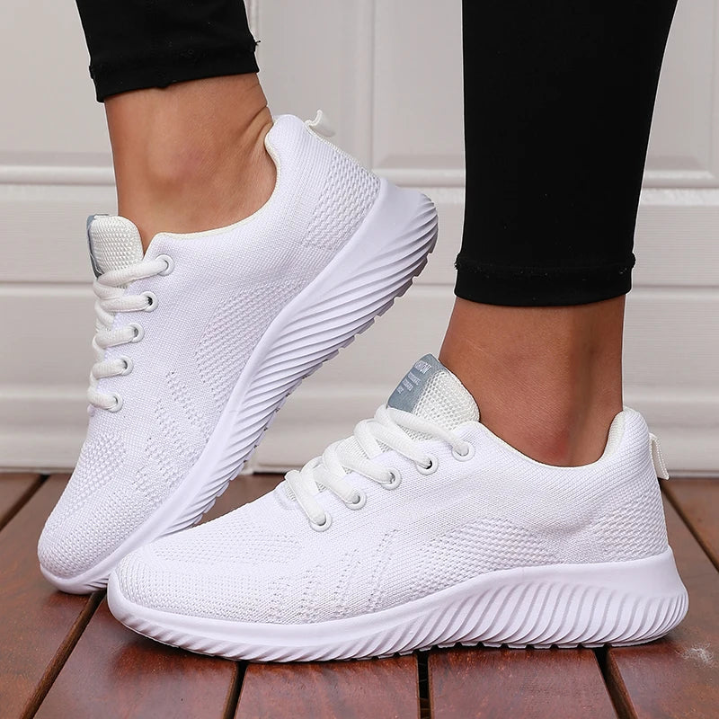 Scarpe Sportive Antiscivolo Uomo Donna Trekking In Rete Bianca Stile Streetwear Da Corsa Casual Basse Fondo Piatto