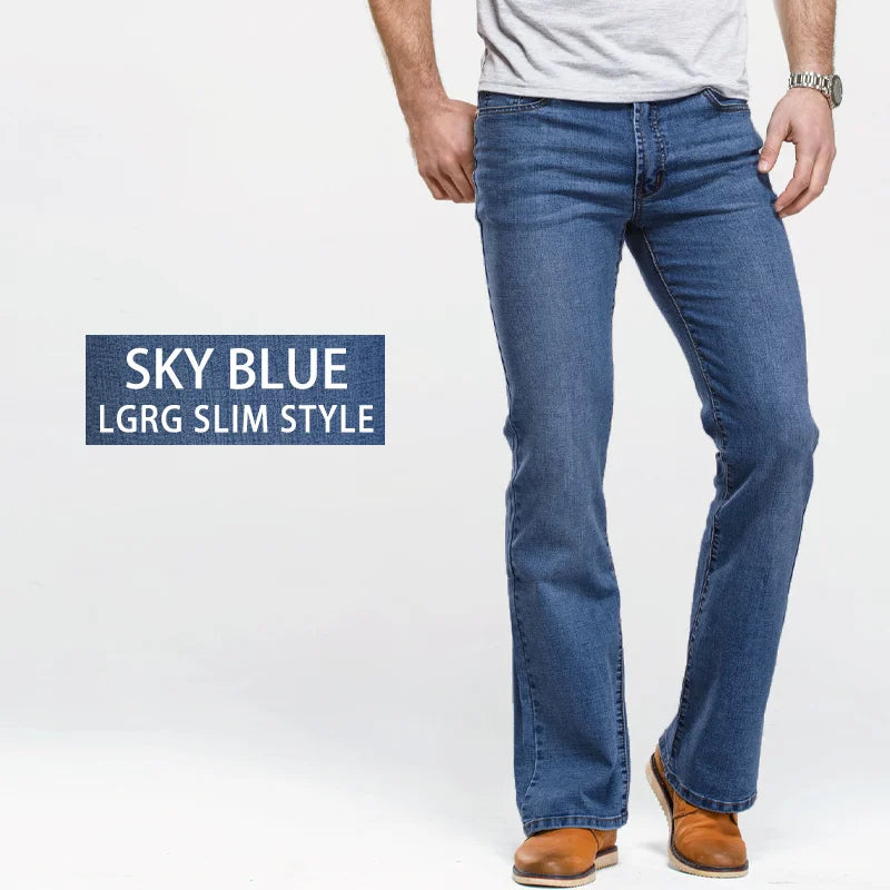 Jeans Da Uomo Con Taglio A Stivale Slim Fit Blu Neri Elasticizzati Denim Classici Firmati