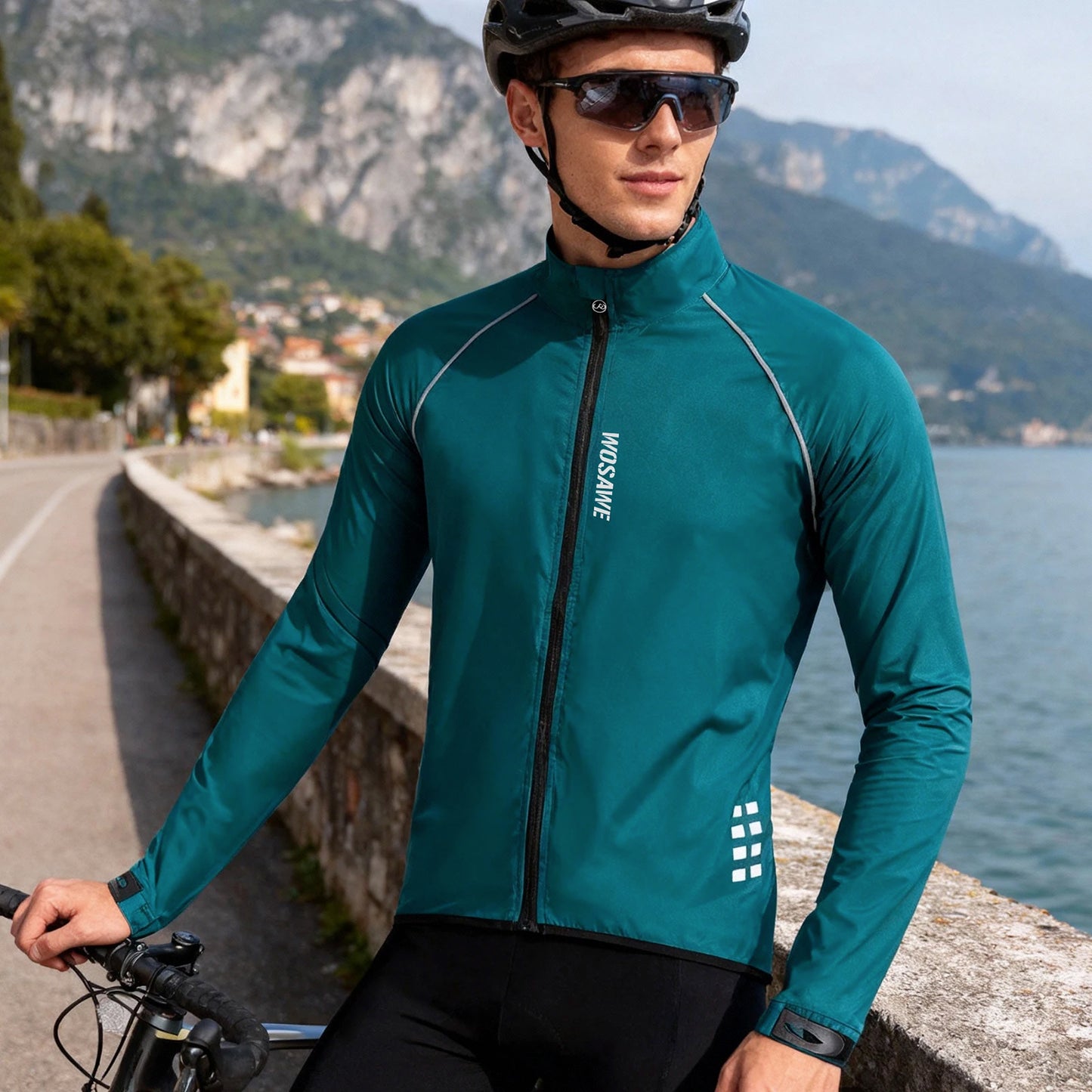 Giacca A Vento Ciclismo Uomo Antivento Riflettente Ultraleggera A Maniche Lunghe Per MTB E Bici Da Strada
