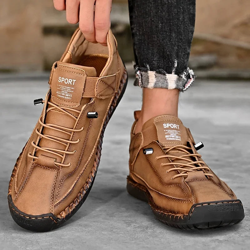 Scarpe In Pelle Cucite A Mano Uomo Scarpe Casual Da Passeggio Antiscivolo Leggere Esterno Taglia 47 48 Mocassini Slip On