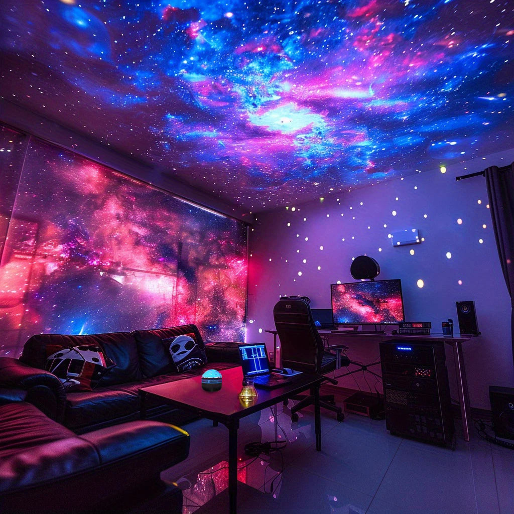 Proiettore Atmosfera LED Con 7 Modalità Rotazione Stellata USB E Telecomando Per Decorazione Della Camera Da Letto