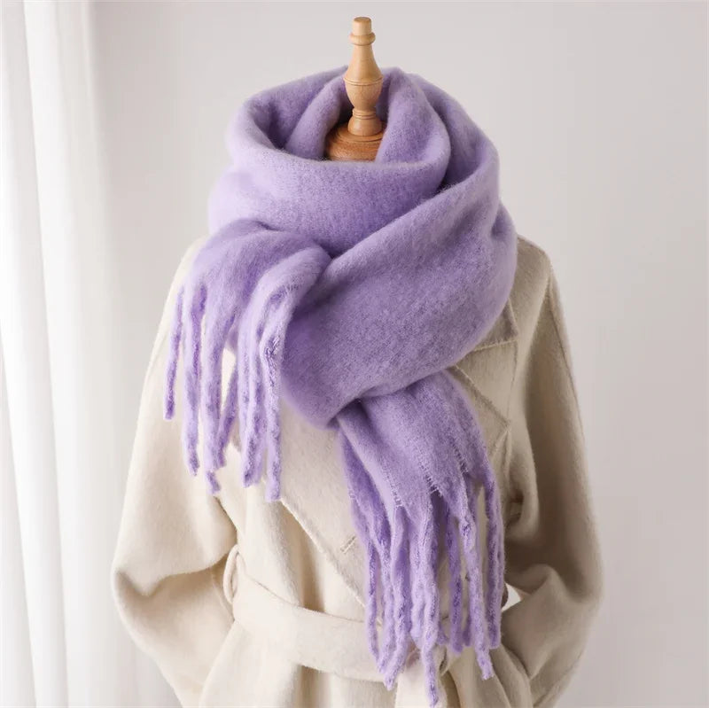 Sciarpa Invernale Per Donna Cashmere Caldo Pashmina Morbida Grande Scialle Con Nappa Poncho Lungo Echarpe