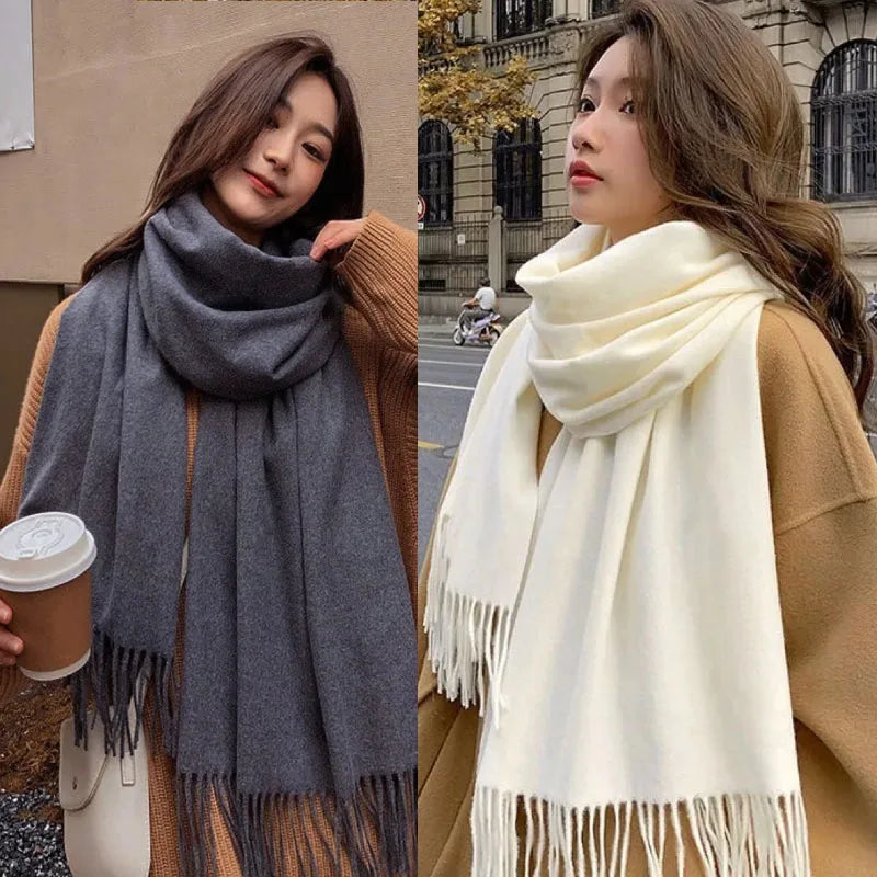 Sciarpa Nera In Lana E Cashmere Donna Calda E Morbida A Quadretti Inverno Autunno Dalla Forma Classica XWJ07