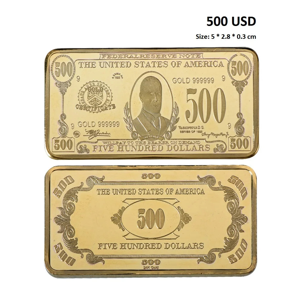 Barra Placcata Oro 24K E Argento Design Dollaro USA Moneta Souvenir Da Collezione Regalo Per Uomo