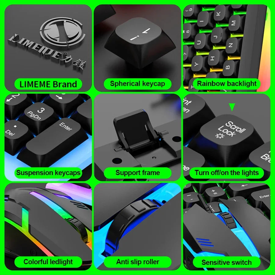 NG GTX350 Tastiera Da Gioco E Mouse Combo USB Cablata Con Retroilluminazione LED Per PC Desktop Nero