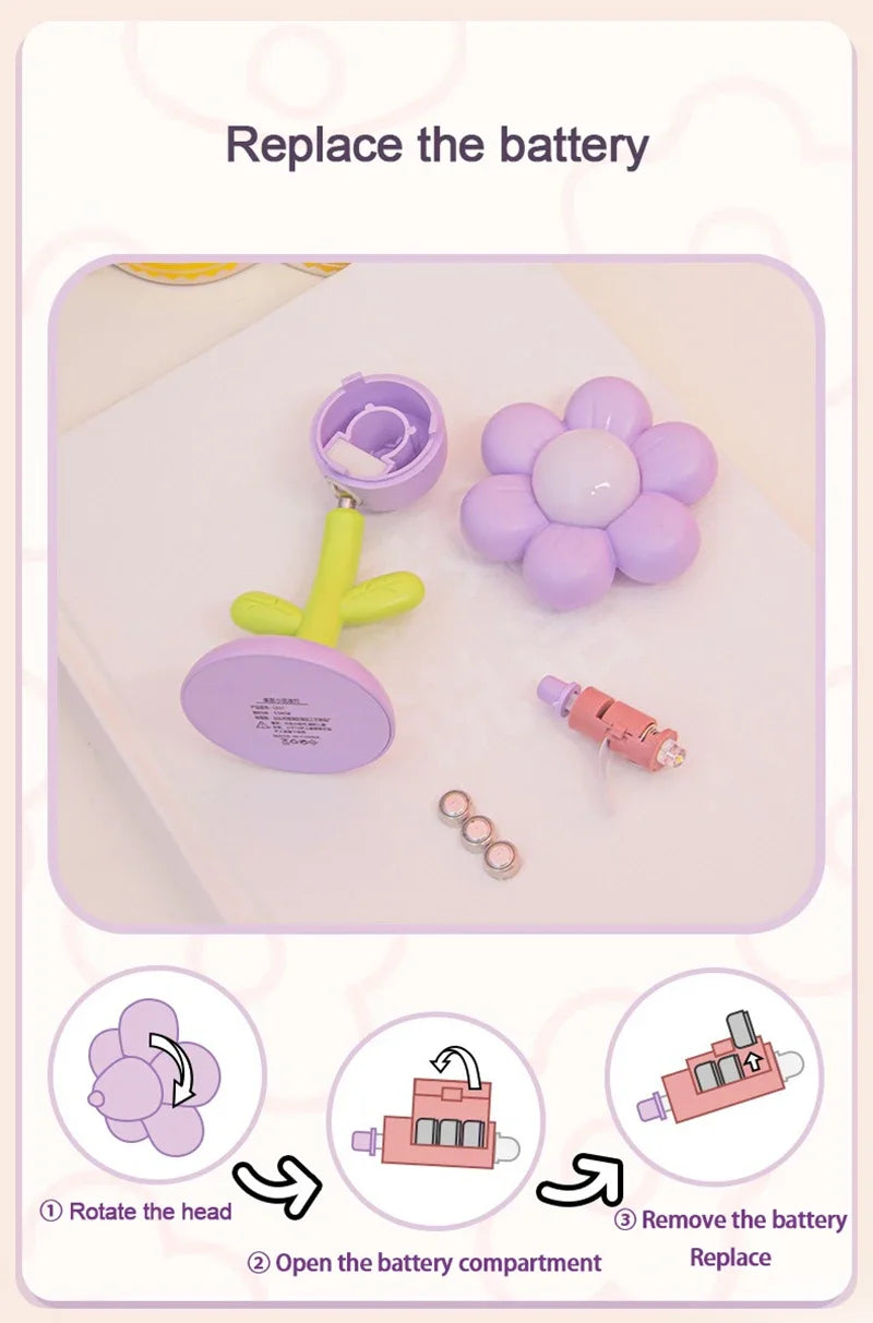 Lampada LED Fiore Notturna Mini Luce Da Tavolo Per Comodino Camera Da Letto Luce Ambientale Giocattolo Per Bambini Regalo