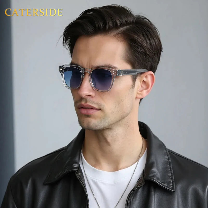 Occhiali Da Sole Quadrati Classici Unisex Da Uomo E Da Donna Di Lusso Con Inserto Centrale Temple Gradiente UV400