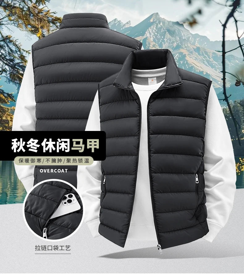 Gilet Invernale Da Uomo Antivento Senza Maniche Con Cerniera Colletto Mandarino Abbigliamento Outdoor Casual