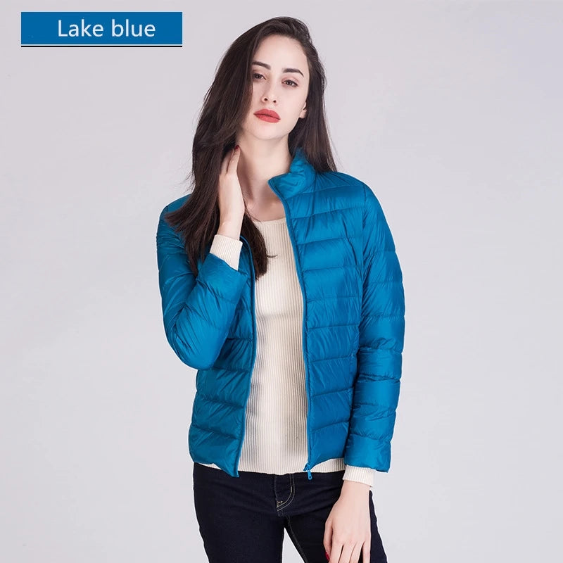Cappotto Imbottito Femminile Ultraleggero Ripiegabile Collo Alla Coreana Slim Fit Da Ufficio 2023 Nuovi Arrivi