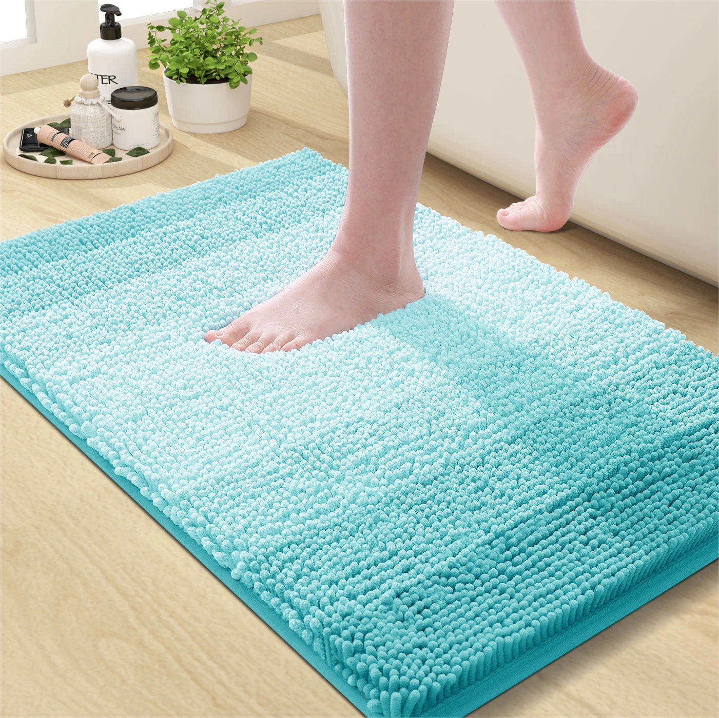 Kitinjoy Tappeto Da Bagno In Microfibra Assorbente Morbido Antiscivolo Shaggy Lavabile In Lavatrice