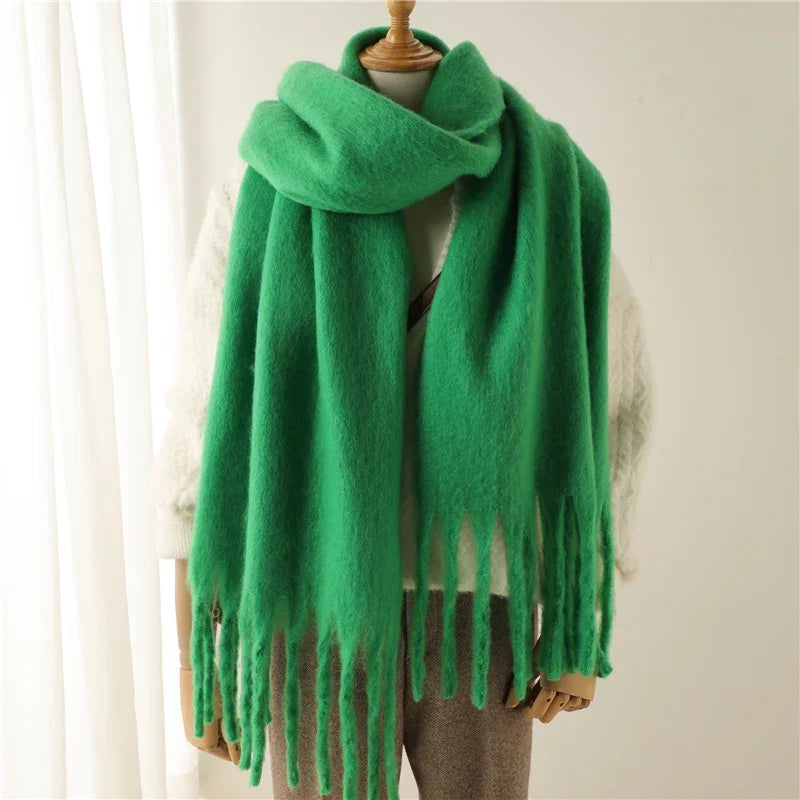 Sciarpa Invernale Per Donna Cashmere Caldo Pashmina Morbida Grande Scialle Con Nappa Poncho Lungo Echarpe