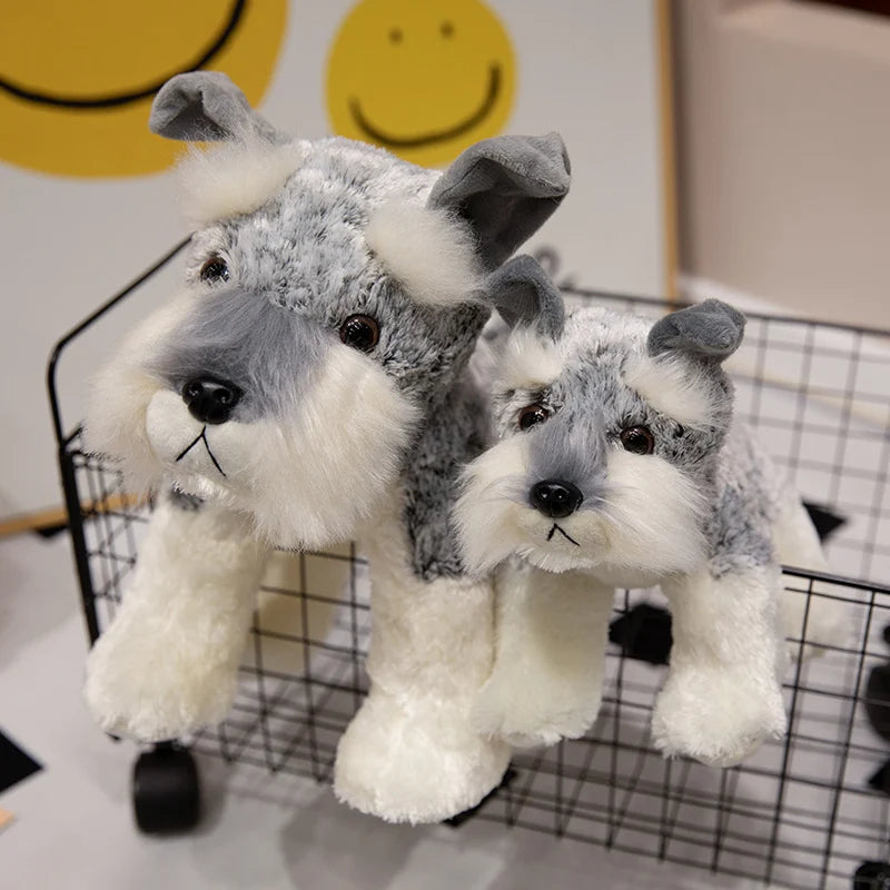 Peluche Schnauzer Cane Morbido 22 30 40 Cm Imbottito Tenero Per Bambini Regalo Natale