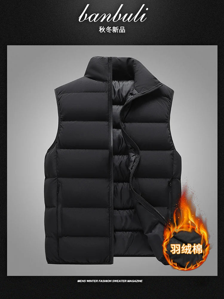 Gilet da Uomo con Colletto Rialzato Mandarino Elegante e Casual per Abiti Autunnali Invernali Spesso Caldo