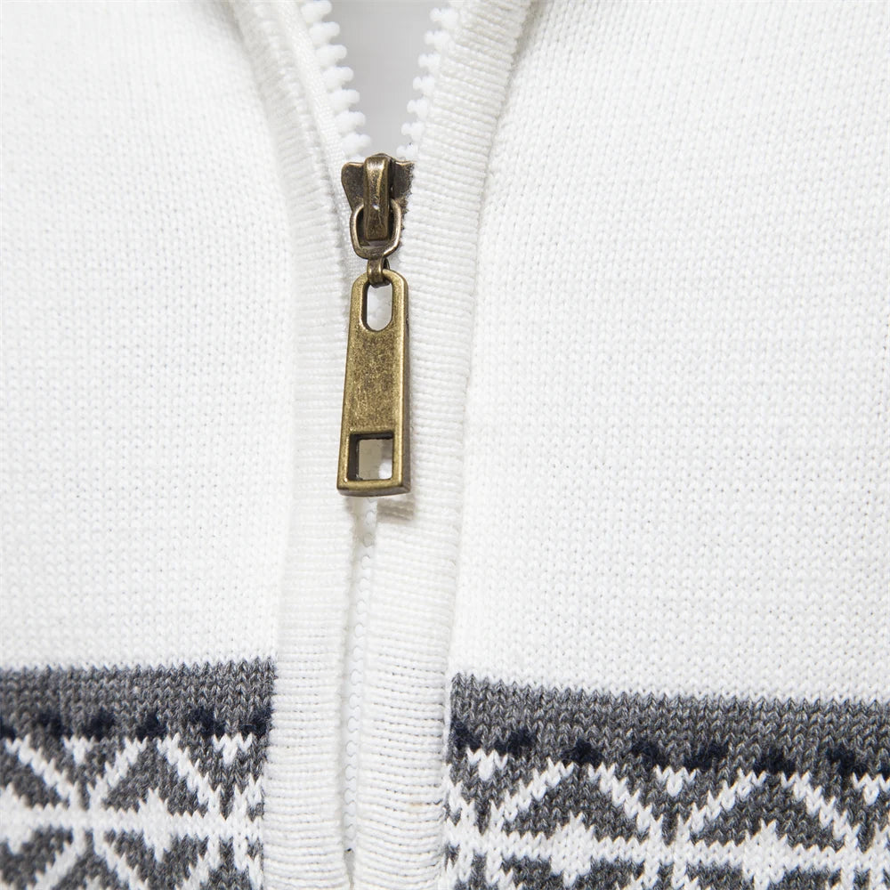 Maglione Con Cerniera Da Uomo In Cotone Alta Qualità Per Autunno Inverno Caldo Con Motivi Etnici