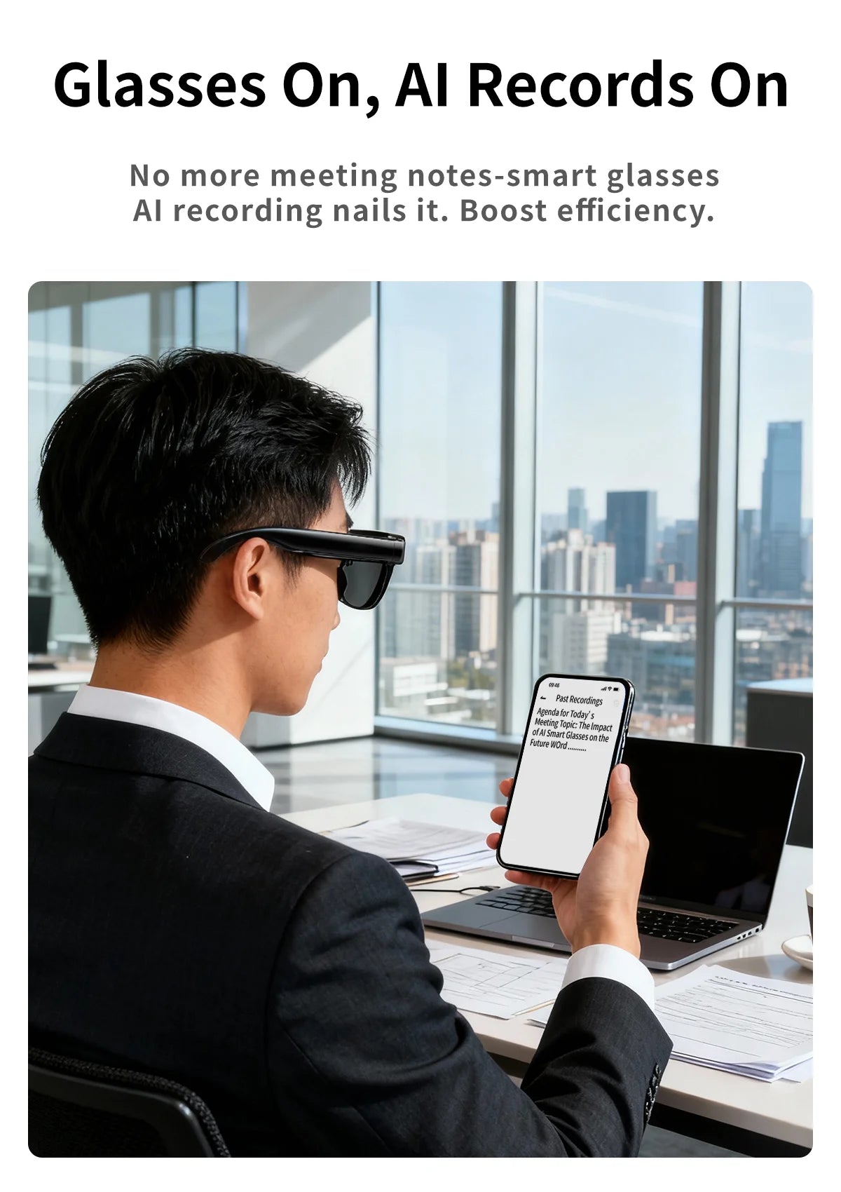 Nuovi Occhiali Smart AI 2026 Con Videocamera Da Sole, Chiamate Bluetooth, Trasferimento WiFi E Registrazione Audio