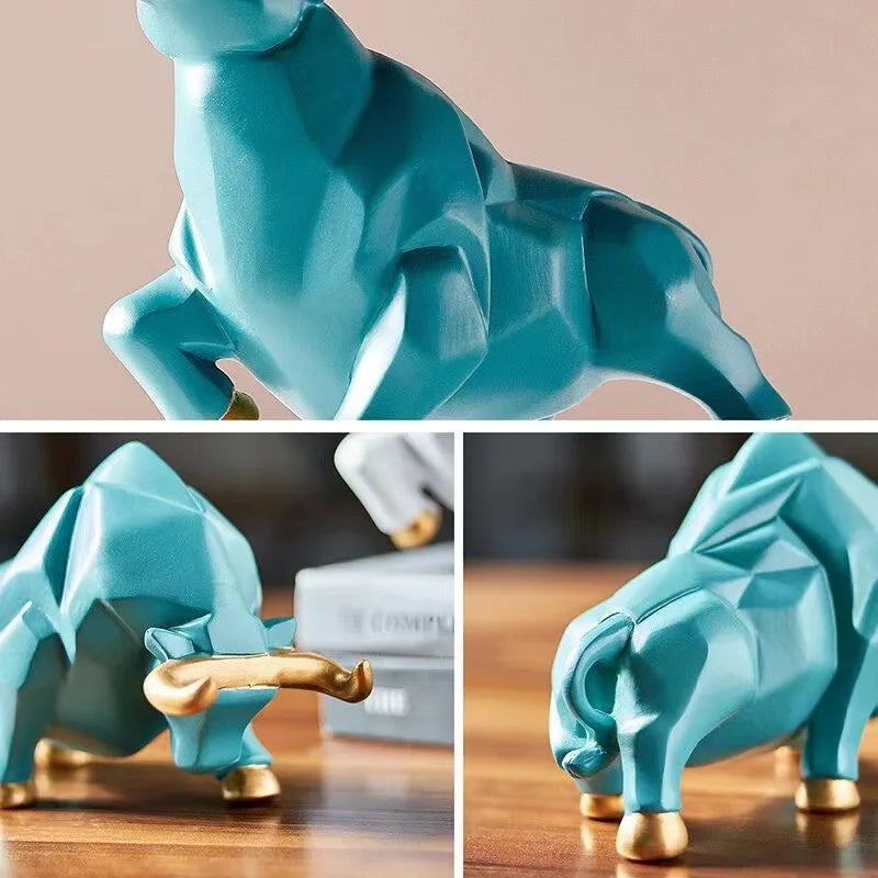 Mini Modello Toro Geometrico In Resina Feng Shui Decorazione Da Interni Wall Street Azioni Figurine