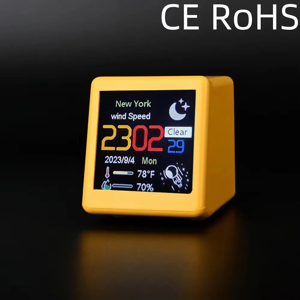 Stazione Meteorologica Portatile Con WiFi Display Meteo Temperatura Umidità Orario Sveglia Decorazione Desktop