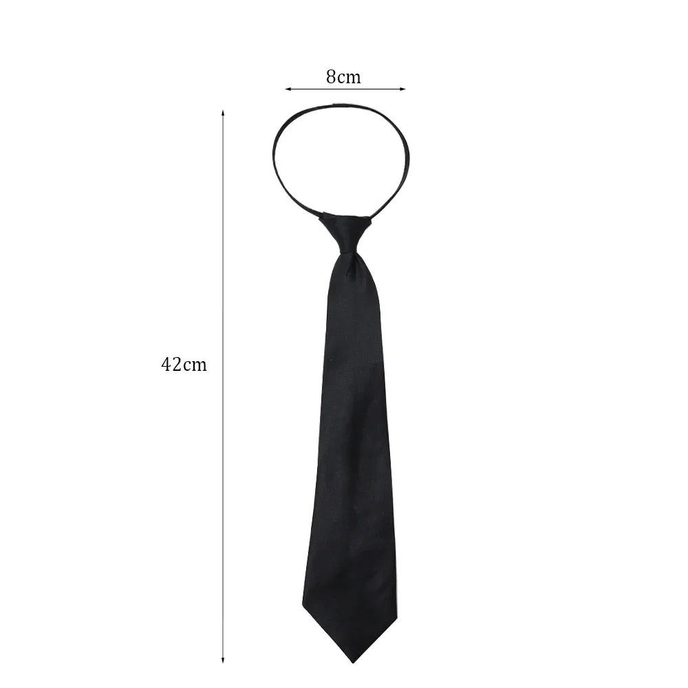 Cravatta Unisex Nera Con Clip Per Camicia Uniforme Da Stewards Matte Adatta A Uomo E Donna