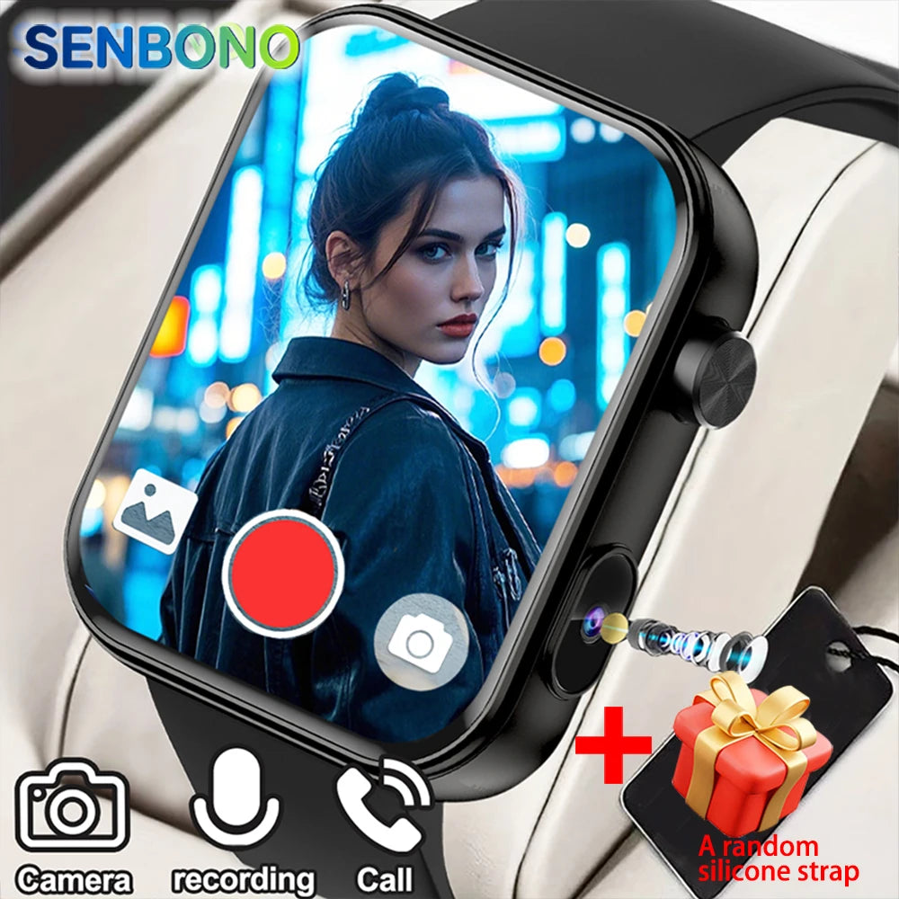 Senbono Smartwatch Con Fotocamera Chiamata Bluetooth Videocitofono Fai Da Te Monitor Battito Cardiaco Sportivo