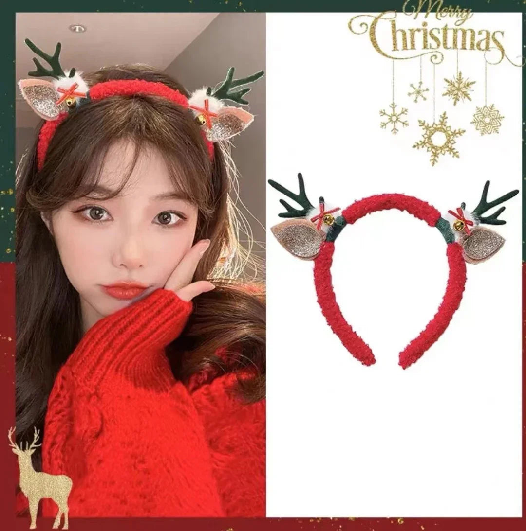 Fascia Natalizia Corna Di Renna Con Fiore Copricapo Per Capelli Per Bambini Adulti Natale Halloween Cosplay