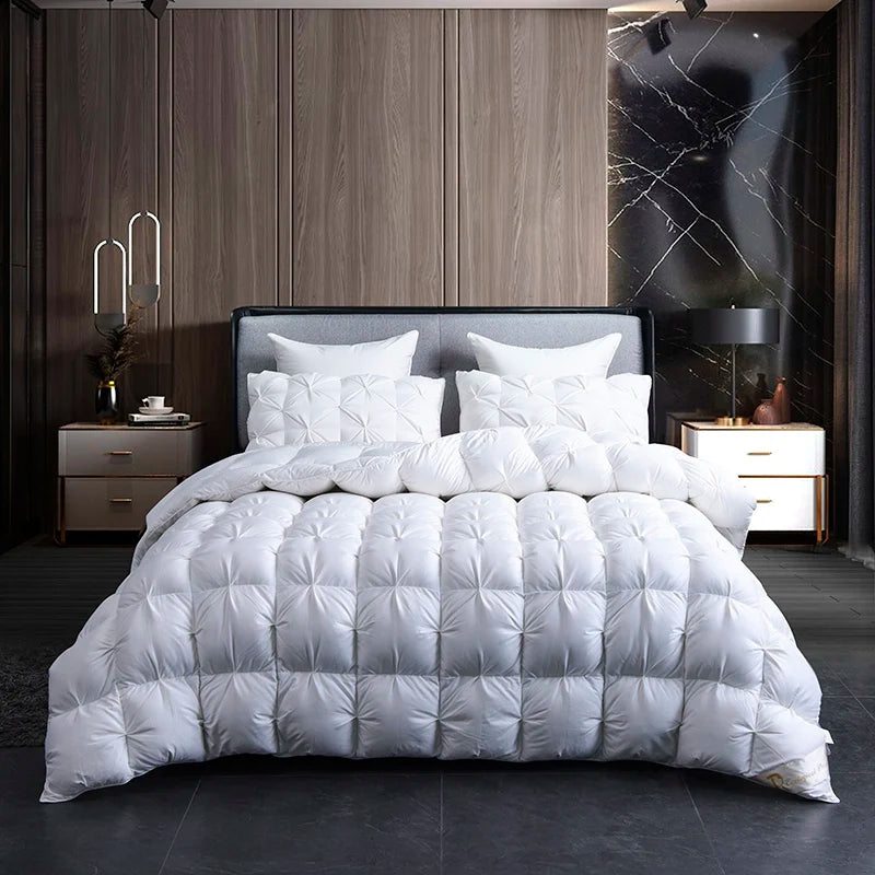 Piumino In Piuma Oca Bianca Caldo Inverno Spesso 3D Imbottitura Coperta Trapunta Letto Singolo Doppia