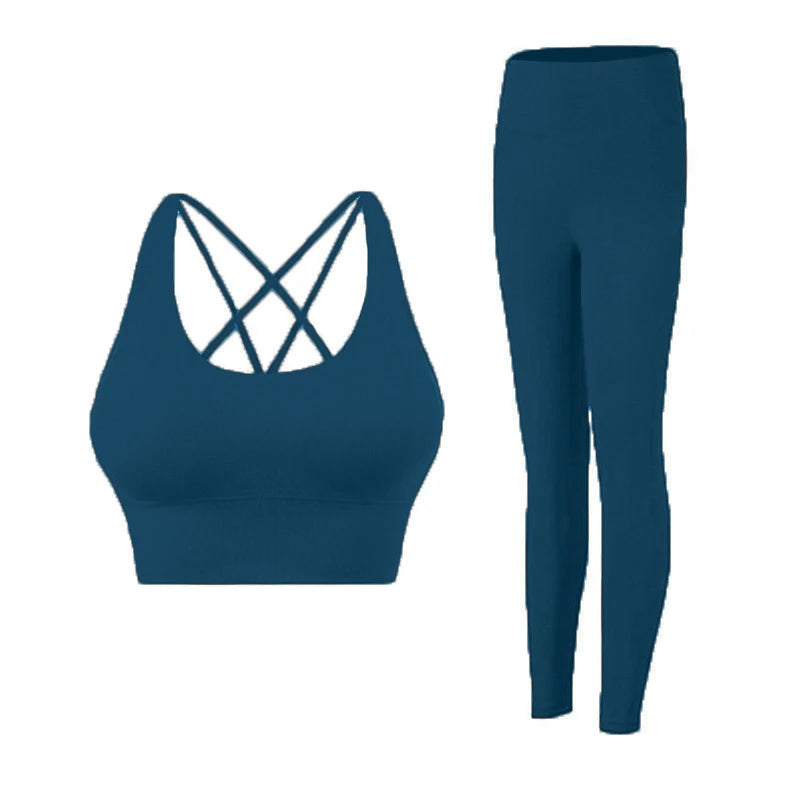 Tuta Da Yoga Due Pezzi Da Donna Abbigliamento Sportivo Per Pilates E Fitness Leggings Reggiseno Sportivo Traspirante
