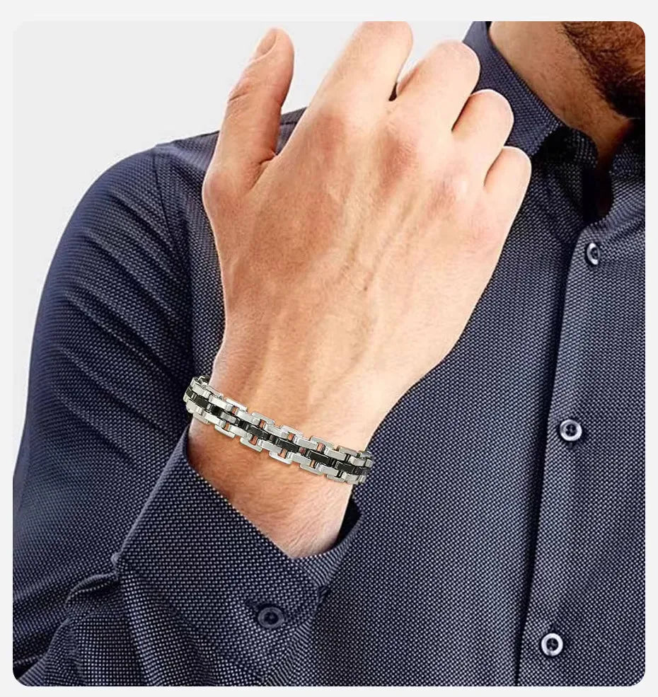 Braccialetto A Catena Con Cinturino Alla Moda In Acciaio Inossidabile Per Uomo 10 Mm Regalo Festa Del Papà