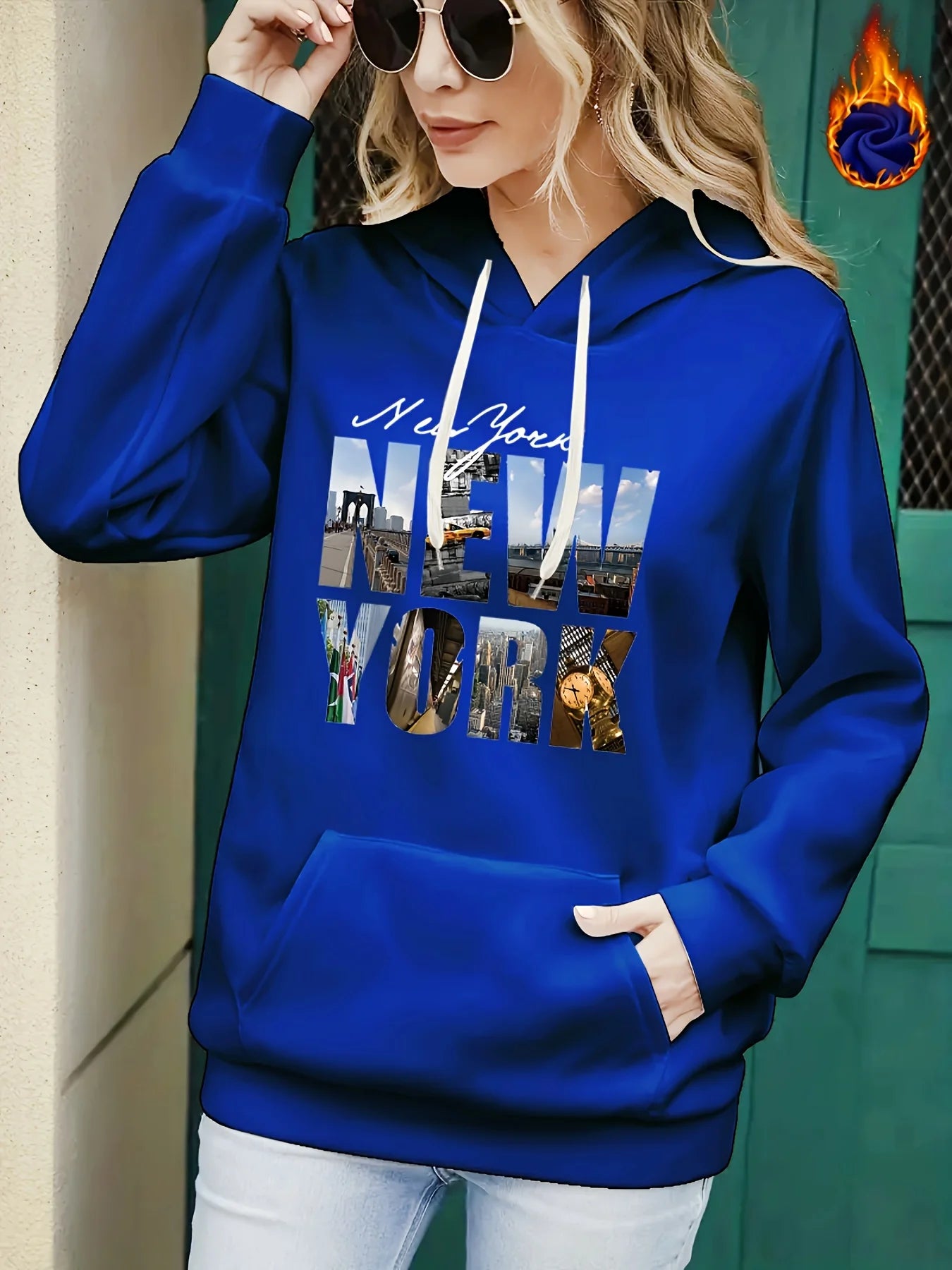 Felpa Donna Autunno Inverno Calda Ampia Casuale Con Cappuccio Maniche Lunghe In Pelle Scamosciata Stampata