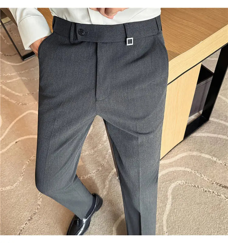 Pantaloni Da Uomo 2026 Primavera Slim Fit Eleganti Elasticizzati Tinta Unita Business Casual Pantaloni Da Ufficio