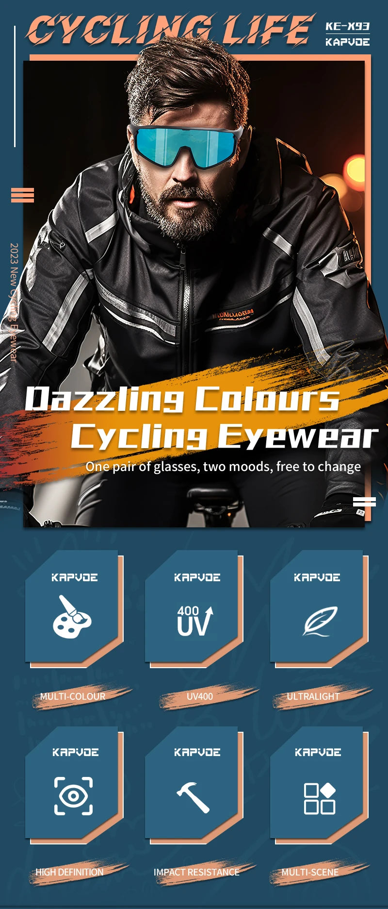 Occhiali Da Sole Da Ciclismo UV400 Per MTB Sport Bici Da Corsa All Aperta Guida Bicicletta Attrezzatura Da Campeggio