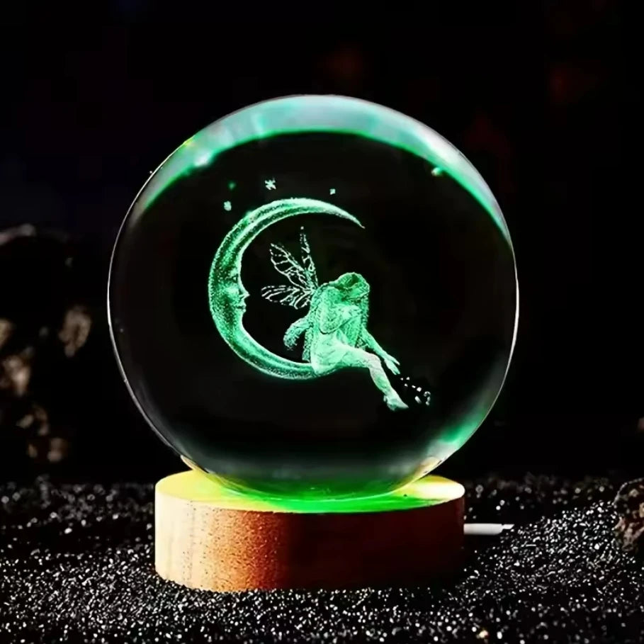 Decorazione Della Stanza Con Sfera Di Cristallo 3D E Base Led Per Luce Ambientale Nel Soggiorno