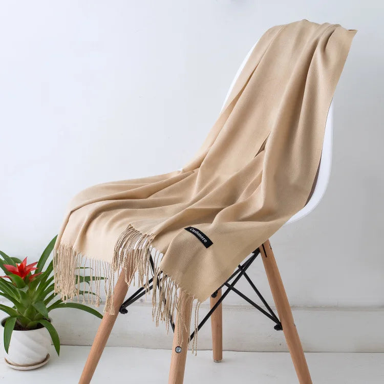 Sciarpa di Pashmina da Donna Morbida Cashmere Foulard Viaggio Ufficio Inverno Caldo Hijab Solido Avvolge Bandana