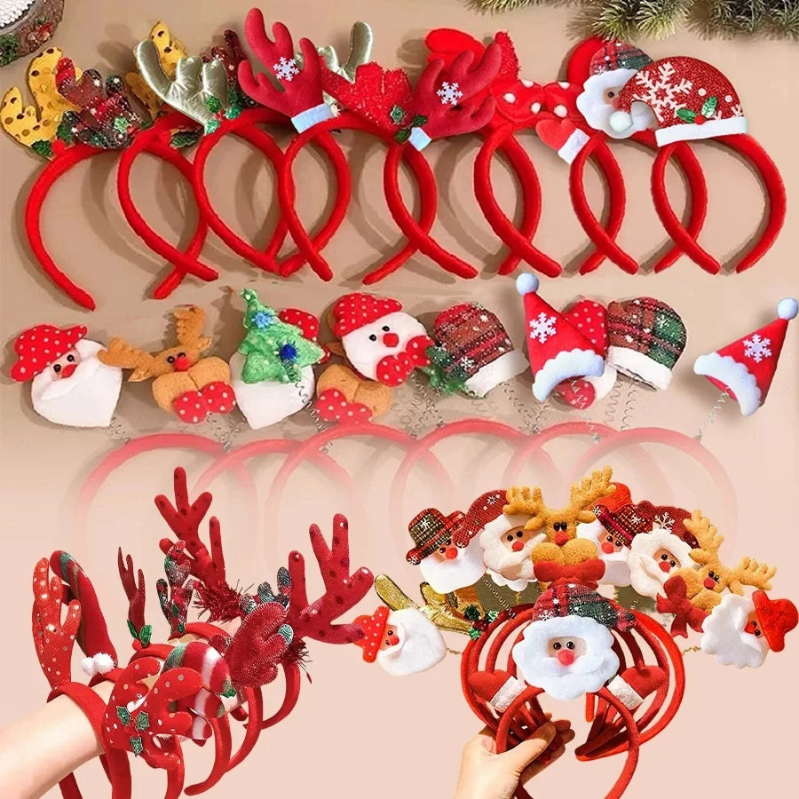 Confezione Fasce Natalizie Set Da 1 A 15 Pupazzo Di Neve Corna Di Renna E Babbo Natale Per Capodanno Photo Booth Capelli