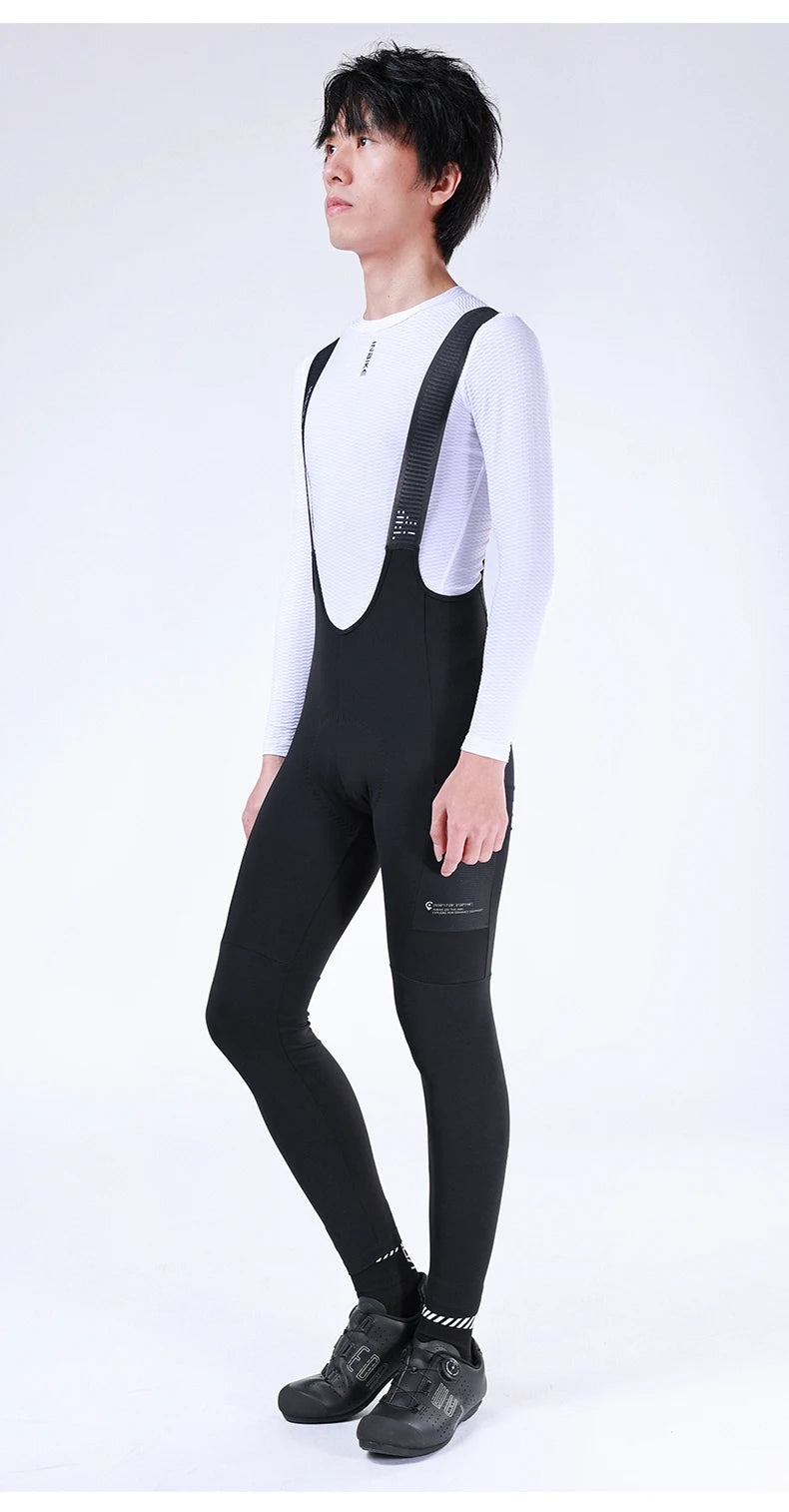 INBIKE Pantaloni Con Bretelle Per Bici Da Strada In Pile Per Uomo Termici Invernali Antivento MTB Ciclismo