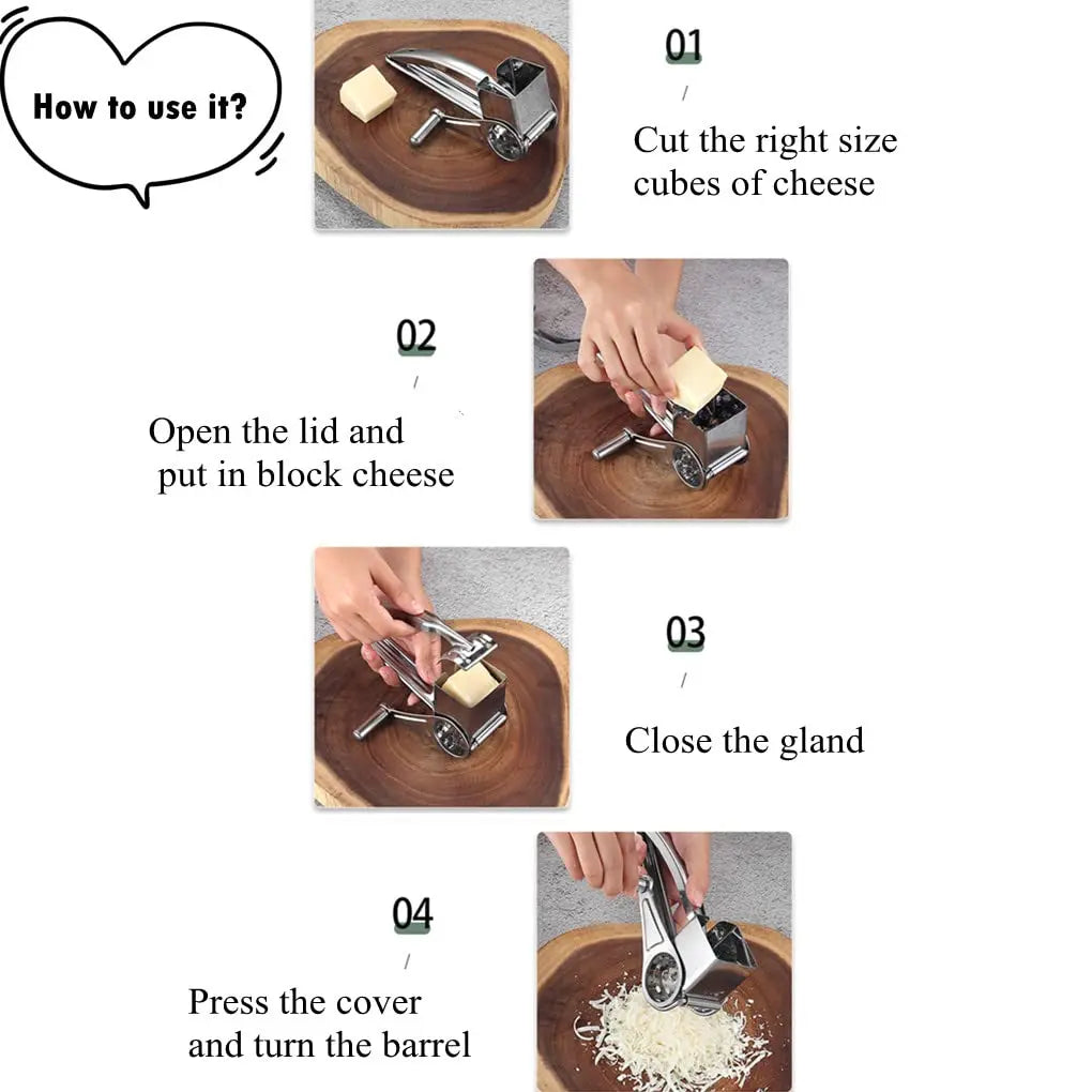 Grattugia Rotante Per Formaggio Multifunzione Con Lame In Acciaio Inox Manuale Affettatrice Per Burro E Zenzero