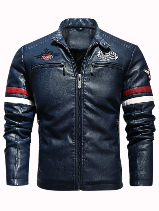 Giacca Da Motociclista Da Uomo In Pelle PU Ricamata A Colori Sottile Con Dettagli Eleganti Per Moto