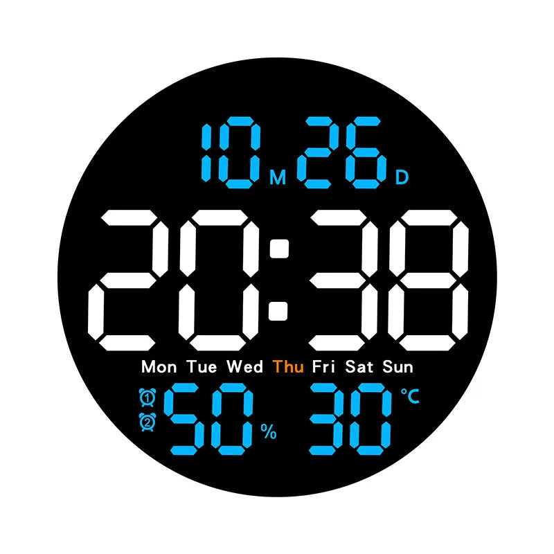 Orologio Da Parete Digitale DieciPollici Con Telecomando Temperatura Umidità Data Conto Alla Rovescia Sveglie Led Dimmer