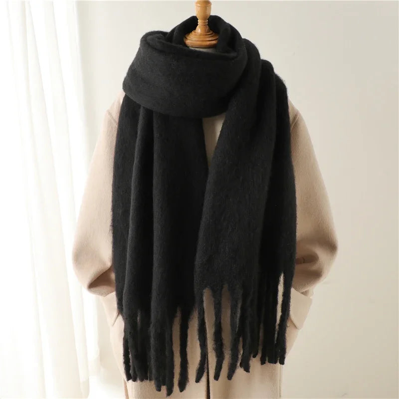 Sciarpa Invernale Per Donna Cashmere Caldo Pashmina Morbida Grande Scialle Con Nappa Poncho Lungo Echarpe