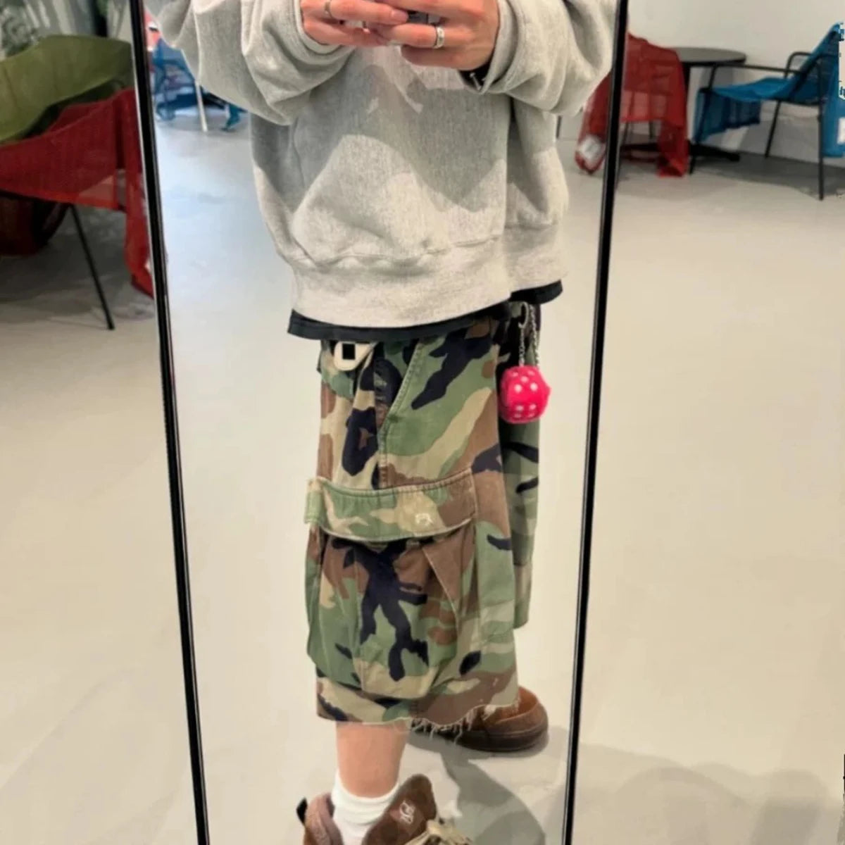Pantaloncini Corti Cargo Mimetici M65 Silhouette Da Uomo Estivi Larghi Patchwork A Gamba Larga Oversize