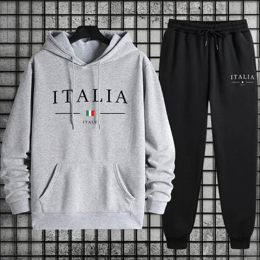 Tuta Da Uomo Di Qualità Con Cappuccio Monopezzo Felpe Con Stampa Streetwear Autunno Inverno Pantaloni