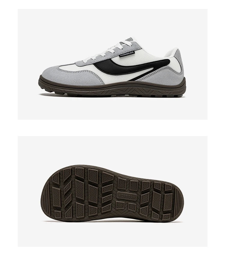 Hobibear Scarpe Larghe a Piedi Nudi Minimaliste Uomo Donna Zero Drop Sneakers Passeggio Retrò Rete Pelle Artificiale