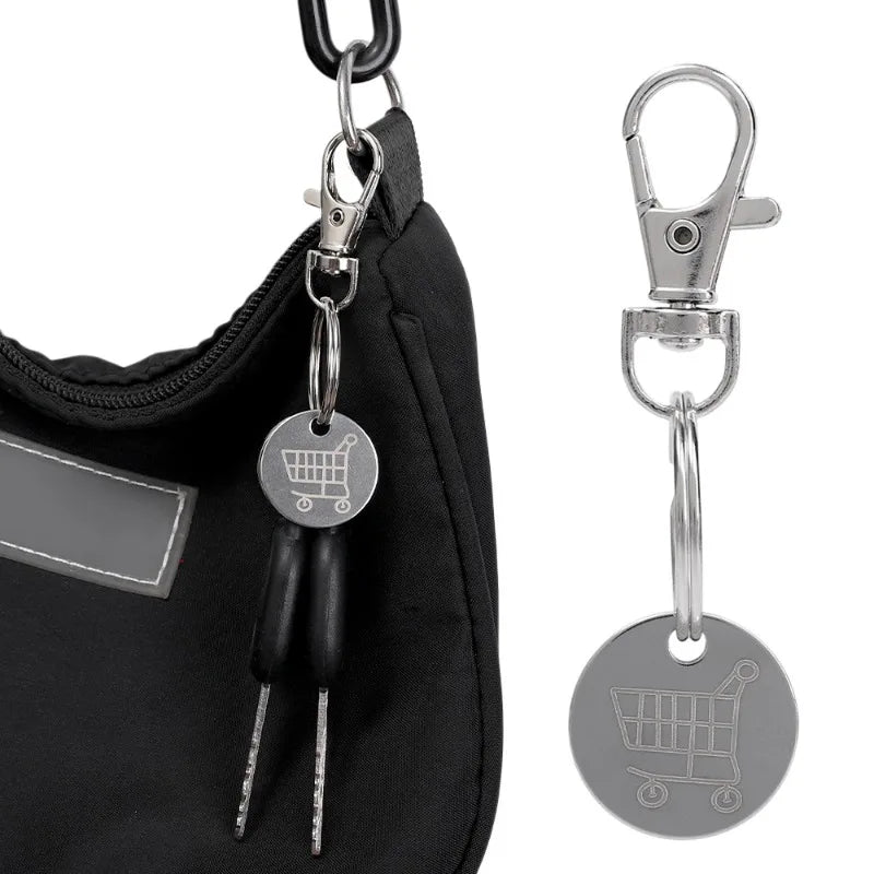 Portachiavi Gettoni Carrello Spesa In Metallo Mini Con Etichetta Monete Per Rimozione Carrello Supermercato Unisex Regali
