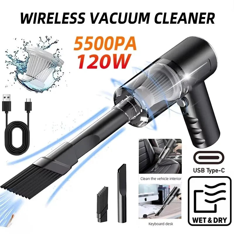 Aspirapolvere Senza Fili 120W Potente e Portatile per Casa e Auto Batteria Inclusa Leggero e Maneggevole