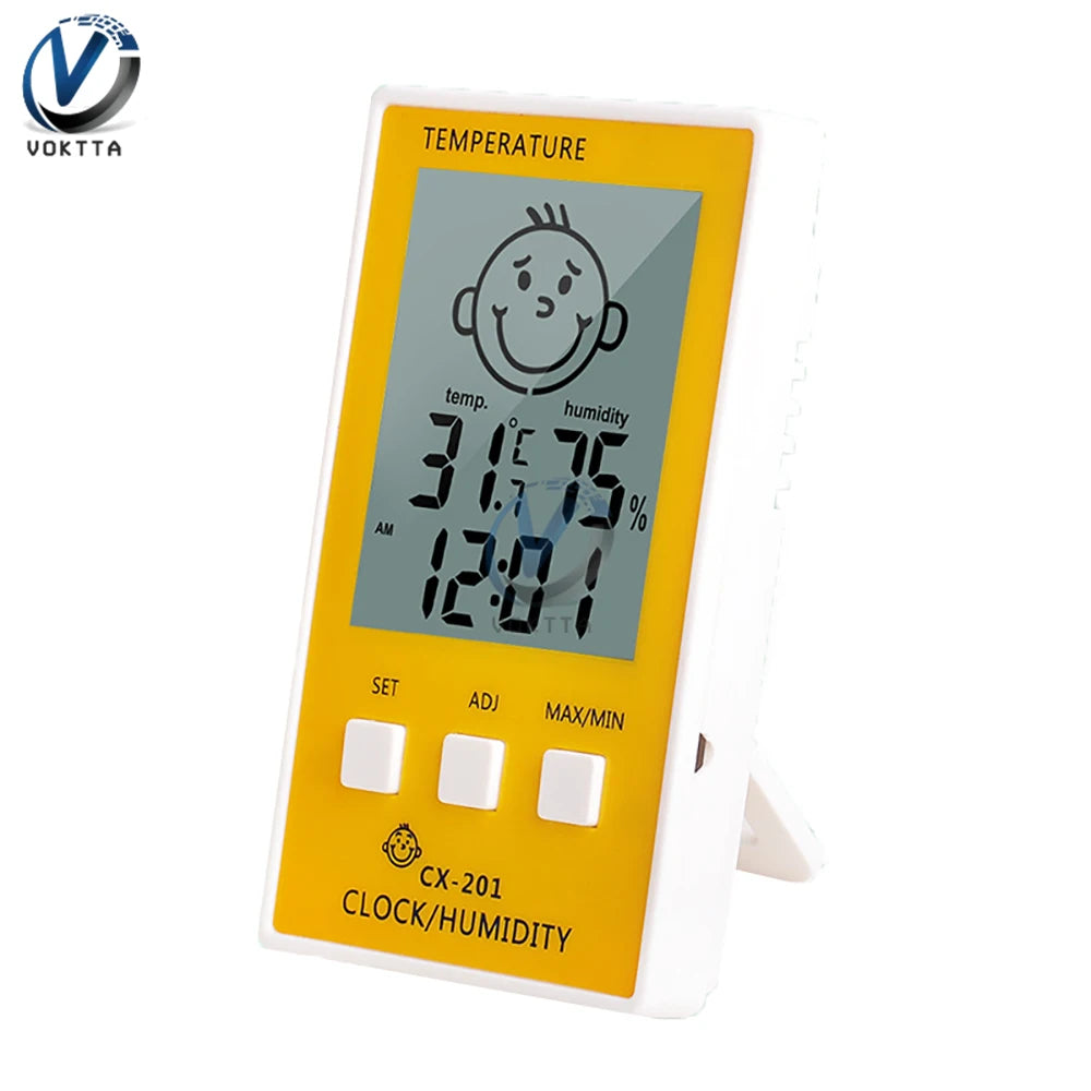 CX 201 Termometro Digitale 3 In 1 Igrometro Orologio Elettronico Interno Monitor Umidità