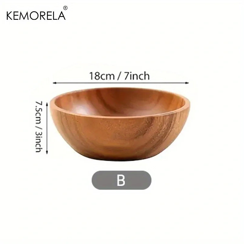 1 Pz Insalatiera In Legno Di Acacia Antiscottatura Per Bambini Decorazione Gelato Frutta E Verdura