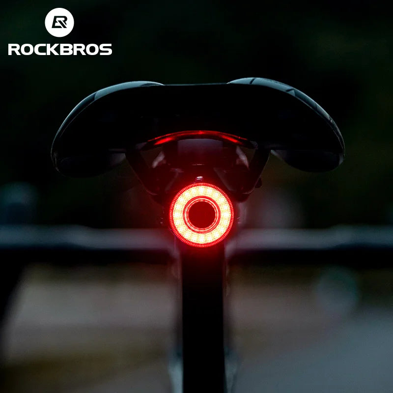 ROCKBROS Fanale Posteriore Per Bicicletta Intelligente Ricaricabile Tipo C Impermeabile IPX7 Per Guida Notturna