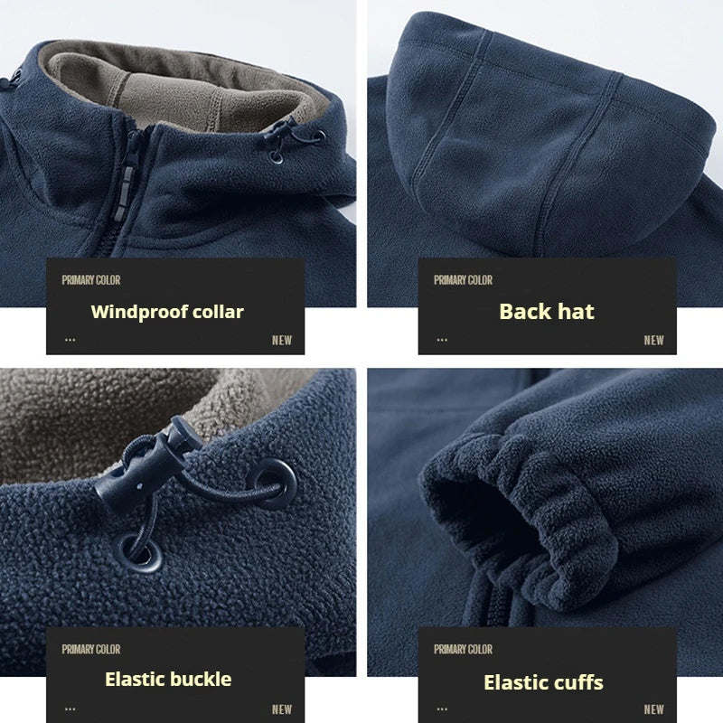 Giacca In Pile Con Cappuccio Uomo Antivento Tattico Per Esterno Calda E Spessa Di Alta Qualità