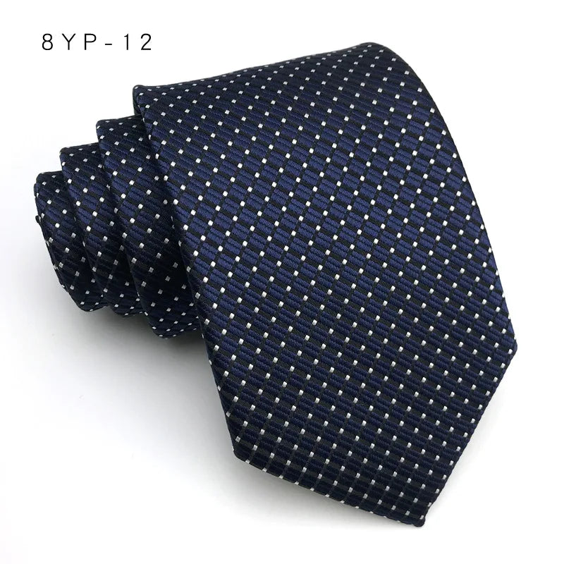 Cravatta Da Uomo 8 Cm In Poliestere Jacquard A Righe Classica Per Matrimonio E Affari Ascot YISHLINE