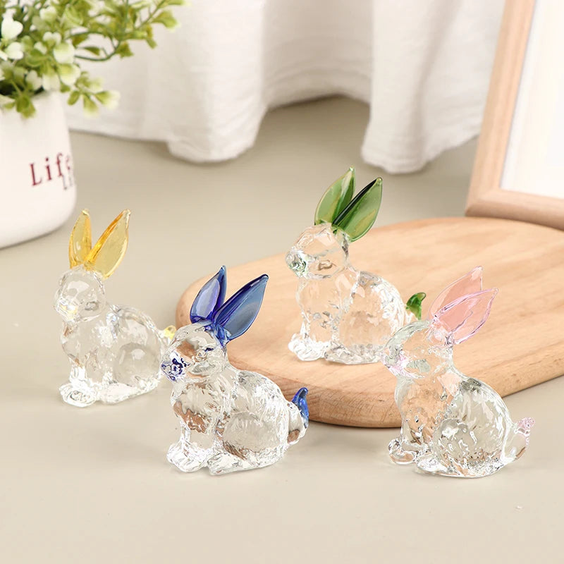 Figurine Fatte A Mano Degli Animali Mascotte Coniglio In Vetro Cristallo Ornamenti Per Tavolo Ufficio Soggiorno